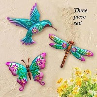 Waiu Hummingbird Butterfly Dragonfly Metal Wall Art Decor Wall Sculpture Decoration Hanging For Home Living Room Bedroom Garden