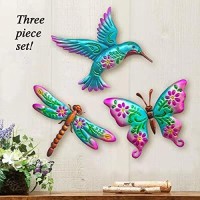 Waiu Hummingbird Butterfly Dragonfly Metal Wall Art Decor Wall Sculpture Decoration Hanging For Home Living Room Bedroom Garden