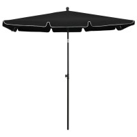 vidaXL Protective Garden Parasol with Easy Tilt Function Sturdy Steel Pole UV and AntiFade Polyester Outdoor Umbrella Black