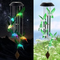 Solar Hummingbird Wind Chime Outdoor Color Changing Garden Decor Grandmother Gift Mom Gifts Hummingbird Gifts Birthday Gift