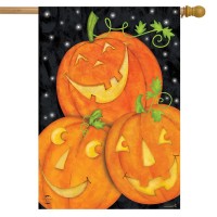 Happy Pumpkin Trio Halloween House Flag 40 X 28 Briarwood Lane