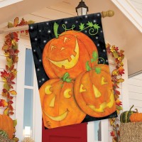 Happy Pumpkin Trio Halloween House Flag 40 X 28 Briarwood Lane