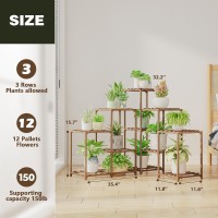 Bamworld Plant Stand Indoor Outdoor Corner Shelf 11 Potted Large Holder For Multiple Plants Wooden Tall Stands Combo Table Rack