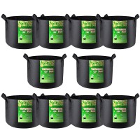 Vivosun 10Pack 25 Gallon Grow Bags Reinforced Planter Fabric Pots For Gardening Black