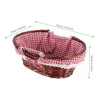 Mahiong 2 Pcs Brown Wicker Woven Gift Easter Basket Hand Woven Empty Willow Woven Basket With Double Folding Handles And Washab