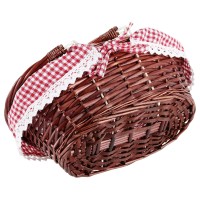 Mahiong 2 Pcs Brown Wicker Woven Gift Easter Basket Hand Woven Empty Willow Woven Basket With Double Folding Handles And Washab