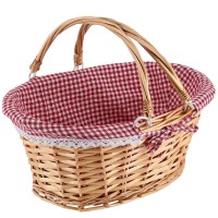 Mahiong Natural Wicker Woven Gift Easter Basket Hand Woven Empty Willow Woven Basket With Double Folding Handles And Washable G