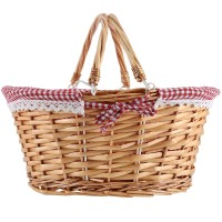 Mahiong Natural Wicker Woven Gift Easter Basket Hand Woven Empty Willow Woven Basket With Double Folding Handles And Washable G