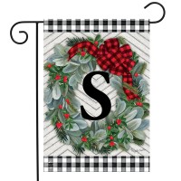 Winter Wreath Monogram Letter S Garden Flag 18 X 125 Briarwood Lane