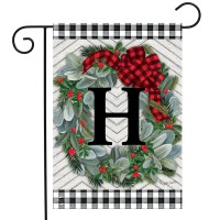 Winter Wreath Monogram Letter H Garden Flag 18 X 125 Briarwood Lane