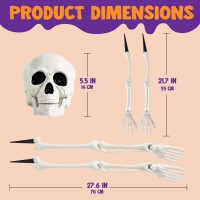 Joyin Halloween Skeleton Decorations Outdoor Ground Stakes With Led Eyes Full Size Skeleton Groundbreaker Stakes Prop For Yard