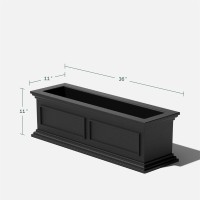 Veradek Brixton Window Box Plastic Planter - Large Rectangular Planter For Outdoor Balcony/Windowsill | Crack-Resistant All-Weather | Classic Estate Design For Flowers  Herbs  Succulents