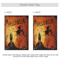 Wamika Happy Halloween Fall Pumpkin Witch Garden Flag Spooky Castle Bats Double Sided Flags 12 X 18 Ghost Halloween Decorati