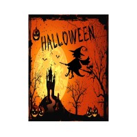 Wamika Happy Halloween Fall Pumpkin Witch Garden Flag Spooky Castle Bats Double Sided Flags 28 X 40 Ghost Halloween Decorati