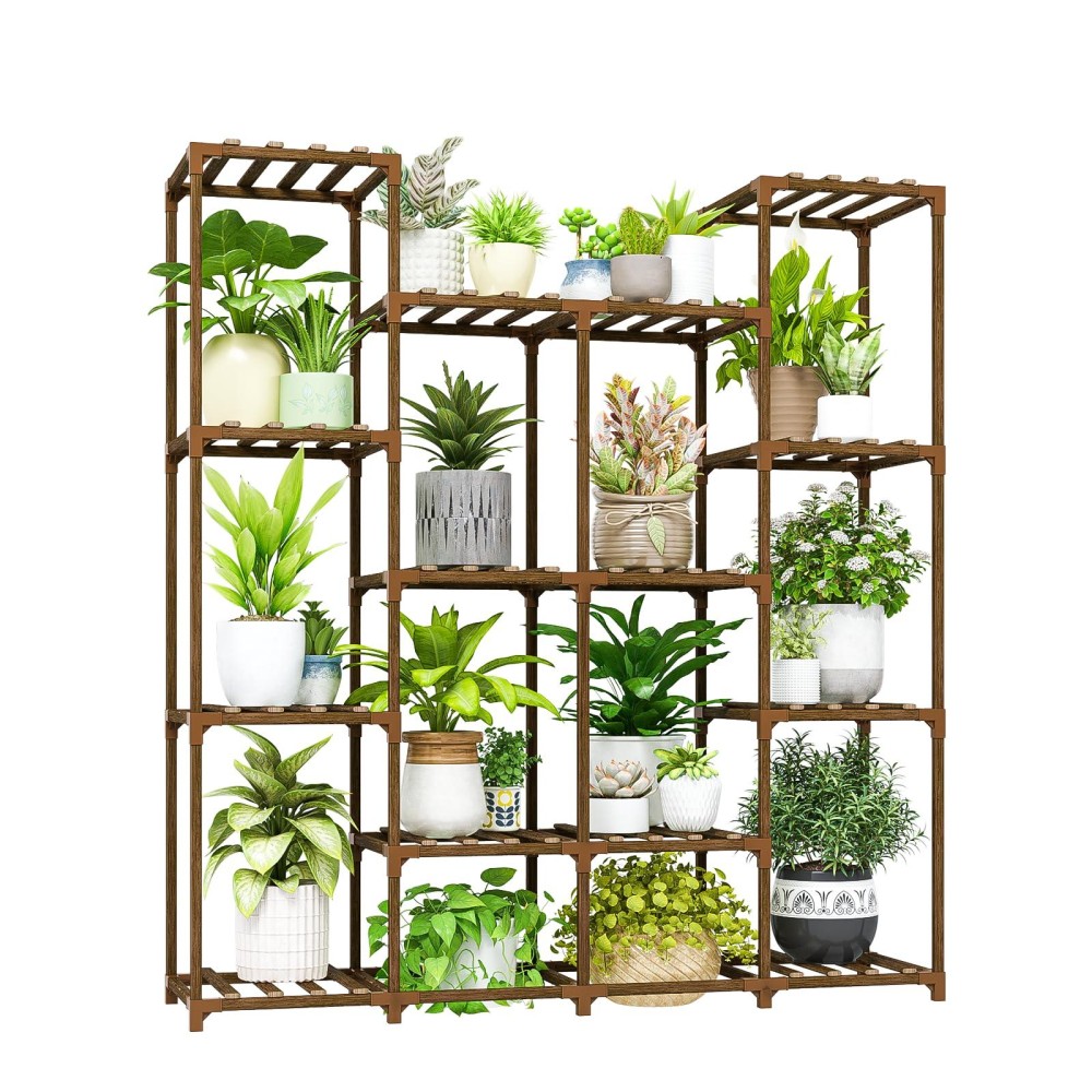 Bamworld Plant Stand Indoor Large Plant Shelf Tall Flower Stands 14 Pots Outdoor Plant Rack For Garden Balcony Patio Window Livi