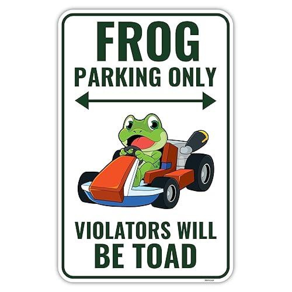 Venicor Frog Parking Sign Decor 9 X 14 Inches Aluminum Cute Frog Gifts For Frog Lovers Women Frog Tank Room Decorations