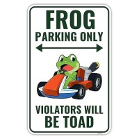 Venicor Frog Parking Sign Decor 9 X 14 Inches Aluminum Cute Frog Gifts For Frog Lovers Women Frog Tank Room Decorations