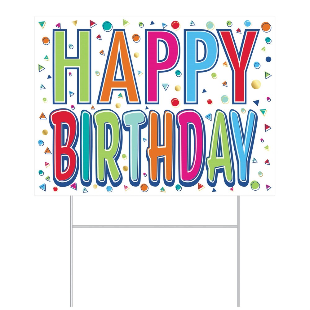 Plastic Happy Birthday Yard Sign Pack Of 6