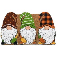 Briarwood Lane Welcome Gnomes Front Door Mat Winter 30 X 18 Natural Fiber Coir Gnome Door Mat Outdoor Winter Door Ma