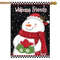 Friendly Snowman Winter House Flag 40 X 28 Briarwood Lane