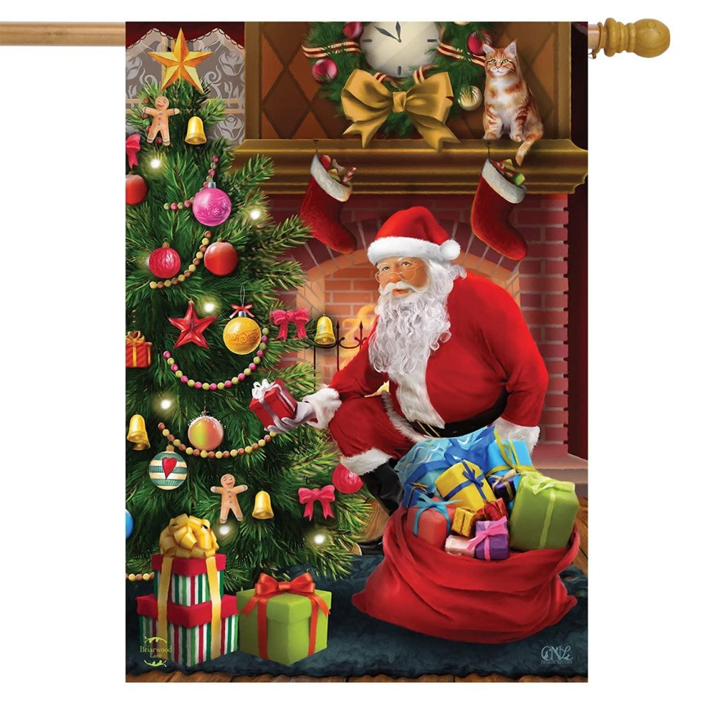 The Magic Of Christmas House Flag Santa Claus Tree 28 X 40 Briarwood Lane