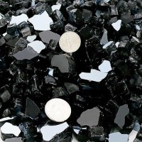 Grisun Onyx Black Fire Glass For Fire Pit 20 Pounds 12 Inch High Luster Reflective Tempered Glass Rocks For Natural Or Propane