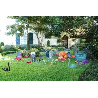 Andbird Xl Blue Flamingo Novelty Yard Lawn Art Garden Ornaments Garden Flamingo Decor Adjustable Feet Length Party Decor Supp