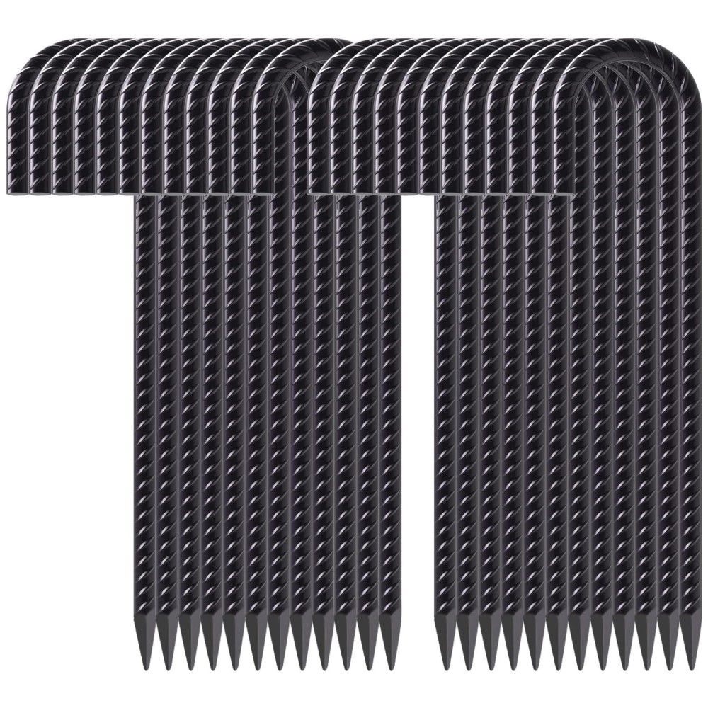 Aagut 16 Rebar Stakes Heavy Duty J Hook 24 Pcs Ground Anchors Black Steel Metal Garden Stake Yard Spikes For Camping Tent Ch