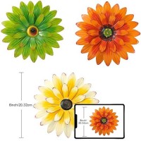 Hotop 3 Pieces Metal Flower Wall Art 3D Daisy Decor Multiple Layer Hanging Rustic Farmhouse Boho Style Decorations For Indoor Ou