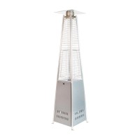 Patio Outdoor Heating-Silver Stainless Steel Pyramid 42 000 Btu Propane Heater With Wheels For Commercial & Residential Use