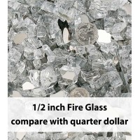 Grisun 20 Pounds Ultra White Fire Glass For Fire Pit 12 Inch High Luster Reflective Tempered Glass Rocks For Natural Or Propa