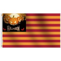 America Halloween Flag 3X5 Ft Large 100D Satin For Moderateoutdoorindoor 36X60Inch Happy Halloween Banner House Decoration Y