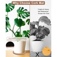 Vensovo 8 Inch Cork Plant Mats 3 Pcs Large Cork Plant Coasters For House Plants Indoor Cork Plant Pads Cork Mats For Plants D