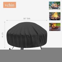 Vchin Fire Pit Cover 26-30 Inch Round Outdoor Waterproof Firepit Cover Made Of 600D Heavy Duty Oxford And Pvc Coating  Uv Resistant Fireplace Cover (30