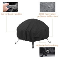 Vchin Fire Pit Cover 26-30 Inch Round Outdoor Waterproof Firepit Cover Made Of 600D Heavy Duty Oxford And Pvc Coating  Uv Resistant Fireplace Cover (30