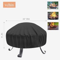 Vchin Round Fire Pit Cover 40-44 Inch 600D Heavy Duty Gas Firepit Cover  Pvc Coating Waterproof And Fade Resistant Outdoor Fire Pit Table Cover With Drawstring And Handles (44