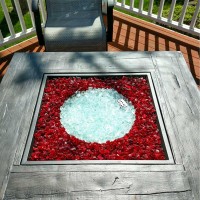 Grisun Red Fire Glass For Fire Pit 12 Inch 10 Pounds High Luster Reflective Tempered Glass Rocks For Natural Or Propane Firepl