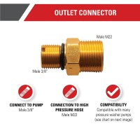 Simpson Cleaning 7106686 Outlet Connector For Gas Powered Pressure Washer Pumps Gold