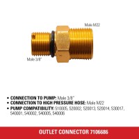 Simpson Cleaning 7106686 Outlet Connector For Gas Powered Pressure Washer Pumps Gold