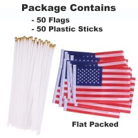 Small American Flags On Stick 5 X 8 Inch 50Pcs Handheld Us Flag With Polyester Stick Mini Usa Flag For 4Th Of July Decorations