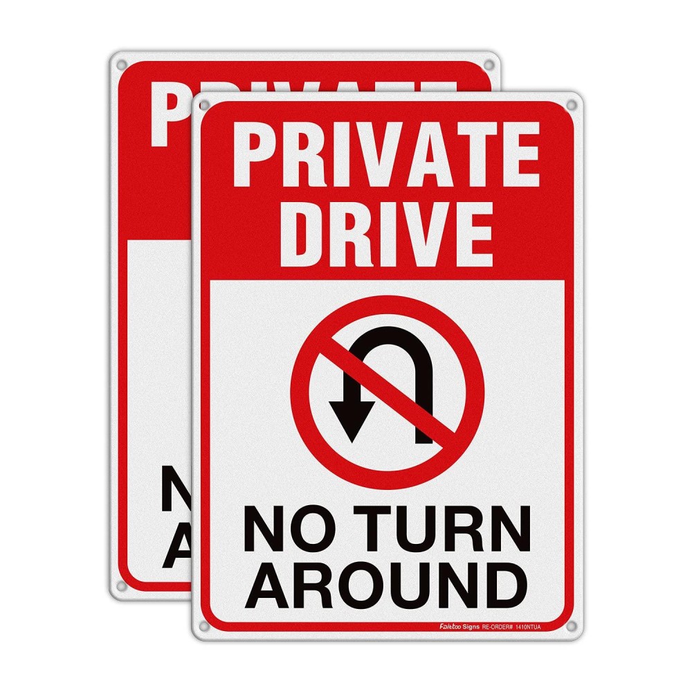 Private Drive Sign No Turn Around Sign Driveway Signs No Turnaround 14X10 In Reflective Rustproof Aluminum Weatherfade Res