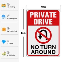 Private Drive Sign No Turn Around Sign Driveway Signs No Turnaround 14X10 In Reflective Rustproof Aluminum Weatherfade Res