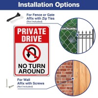 Private Drive Sign No Turn Around Sign Driveway Signs No Turnaround 14X10 In Reflective Rustproof Aluminum Weatherfade Res