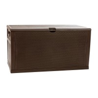 120 Gallon Plastic Deck Box Outdoor Waterproof Storage Box for Patio Cushions Garden Tools and Pool Toys Brown