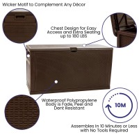 120 Gallon Plastic Deck Box Outdoor Waterproof Storage Box for Patio Cushions Garden Tools and Pool Toys Brown