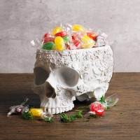 Halloween Skull Candy Dish Trick Or Treat Bowl Plant Planter Pot 6 Deep Polyresin Skulls Pot For Succulents Indoor Plants