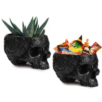 Halloween Skull Candy Dish Trick Or Treat Bowl Plant Planter Pot 6 Deep Polyresin Skulls Pot For Succulents Indoor Plants