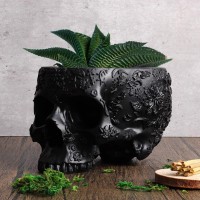 Halloween Skull Candy Dish Trick Or Treat Bowl Plant Planter Pot 6 Deep Polyresin Skulls Pot For Succulents Indoor Plants