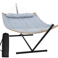 Suncreat Hammocks For Outside With Stand Freestanding Hammock With Frame 450 Lbs Capacity Grey Pattern