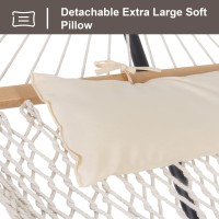 Suncreat Double Outdoor Hammock With Stand Included Portable Cotton Rope 2 Person Hammock For Outdoor Patio Garden Backyard